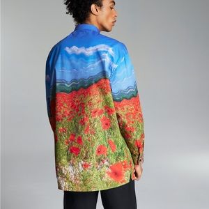 Allen Onyia Men's Floral Fields Forever Mandarin Collar Shirt